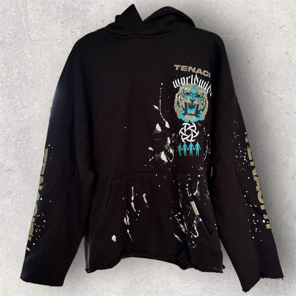 Tenaciti Studios Hoodie - Black Tiger Graphic Pullover - Size Large NWT